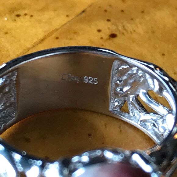 Norwegian Thulite Sterling Silver Ring Size 8 - Picture 5 of 8